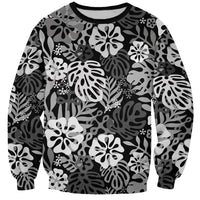 Black Aloha Hawaiian Sweatshirt Monstera Hibiscus Tropical Pattern LT19 Unisex Black - Polynesian Pride