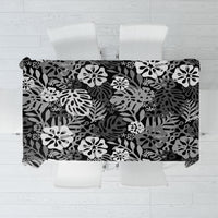 Black Aloha Hawaiian Tablecloth Monstera Hibiscus Tropical Pattern LT19 Black - Polynesian Pride