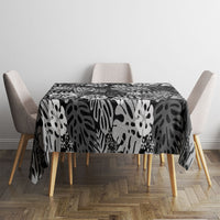 Black Aloha Hawaiian Tablecloth Monstera Hibiscus Tropical Pattern LT19 - Polynesian Pride