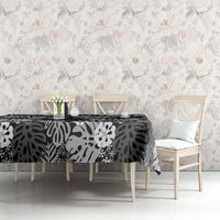 Black Aloha Hawaiian Tablecloth Monstera Hibiscus Tropical Pattern LT19 - Polynesian Pride