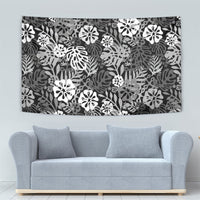 Black Aloha Hawaiian Tapestry Monstera Hibiscus Tropical Pattern LT19 - Polynesian Pride