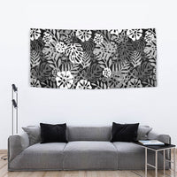 Black Aloha Hawaiian Tapestry Monstera Hibiscus Tropical Pattern LT19 - Polynesian Pride