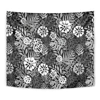 Black Aloha Hawaiian Tapestry Monstera Hibiscus Tropical Pattern LT19 - Polynesian Pride