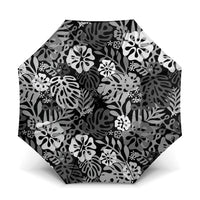 Black Aloha Hawaiian Umbrella Monstera Hibiscus Tropical Pattern LT19 One Size Folded 11.42 inch Opened Diameter 37.4 inch Black - Polynesian Pride