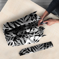 Black Aloha Hawaiian Umbrella Monstera Hibiscus Tropical Pattern LT19 - Polynesian Pride