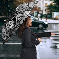 Black Aloha Hawaiian Umbrella Monstera Hibiscus Tropical Pattern LT19 - Polynesian Pride