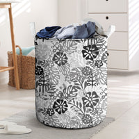 White Aloha Hawaiian Laundry Basket Monstera Hibiscus Tropical Pattern LT19 White - Polynesian Pride