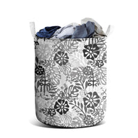 White Aloha Hawaiian Laundry Basket Monstera Hibiscus Tropical Pattern LT19 - Polynesian Pride