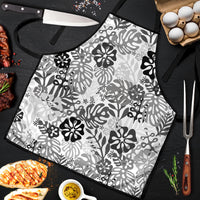 White Aloha Hawaiian Apron Monstera Hibiscus Tropical Pattern LT19 White - Polynesian Pride
