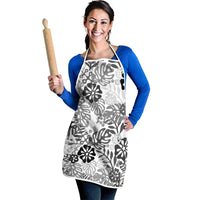 White Aloha Hawaiian Apron Monstera Hibiscus Tropical Pattern LT19 - Polynesian Pride