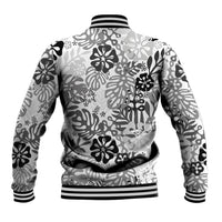 White Aloha Hawaiian Baseball Jacket Monstera Hibiscus Tropical Pattern LT19 - Polynesian Pride