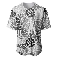 White Aloha Hawaiian Baseball Jersey Monstera Hibiscus Tropical Pattern LT19 White - Polynesian Pride