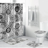 White Aloha Hawaiian Bathroom Set Monstera Hibiscus Tropical Pattern LT19 Bathroom Set (4 pcs) White - Polynesian Pride