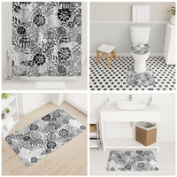 White Aloha Hawaiian Bathroom Set Monstera Hibiscus Tropical Pattern LT19 - Polynesian Pride