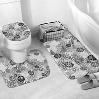 White Aloha Hawaiian Bathroom Set Monstera Hibiscus Tropical Pattern LT19 Mat Set Only (3 pcs) One Size White - Polynesian Pride