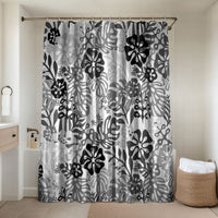 White Aloha Hawaiian Bathroom Set Monstera Hibiscus Tropical Pattern LT19 Shower Curtain Only White - Polynesian Pride