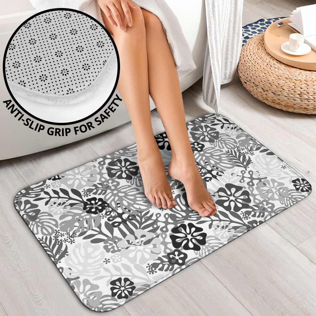 White Aloha Hawaiian Bathroom Set Monstera Hibiscus Tropical Pattern LT19 - Polynesian Pride
