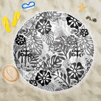 White Aloha Hawaiian Beach Blanket Monstera Hibiscus Tropical Pattern LT19 One Size 150cm White - Polynesian Pride