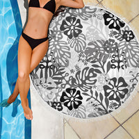 White Aloha Hawaiian Beach Blanket Monstera Hibiscus Tropical Pattern LT19 - Polynesian Pride