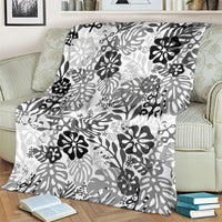 White Aloha Hawaiian Blanket Monstera Hibiscus Tropical Pattern LT19 - Polynesian Pride