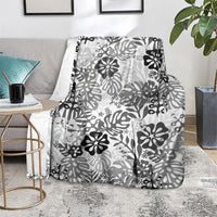 White Aloha Hawaiian Blanket Monstera Hibiscus Tropical Pattern LT19 - Polynesian Pride