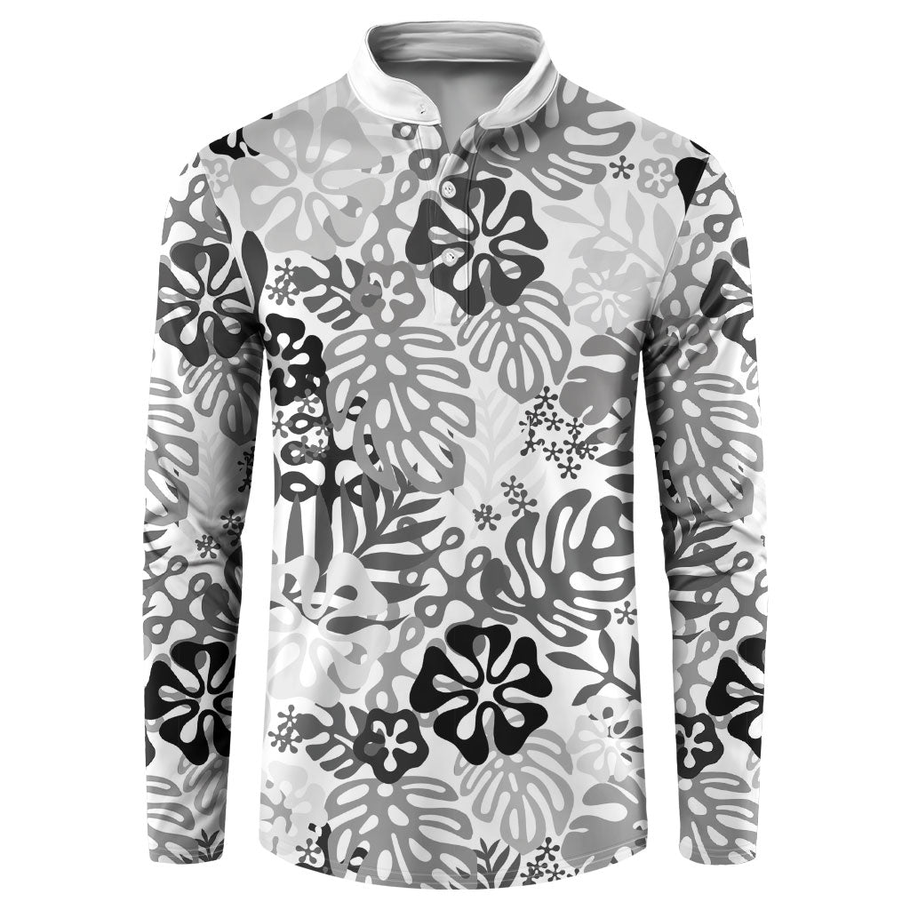 White Aloha Hawaiian Button Sweatshirt Monstera Hibiscus Tropical Pattern LT19 White - Polynesian Pride