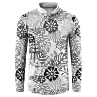 White Aloha Hawaiian Button Sweatshirt Monstera Hibiscus Tropical Pattern LT19 White - Polynesian Pride