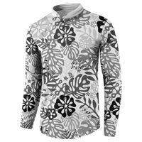 White Aloha Hawaiian Button Sweatshirt Monstera Hibiscus Tropical Pattern LT19 - Polynesian Pride