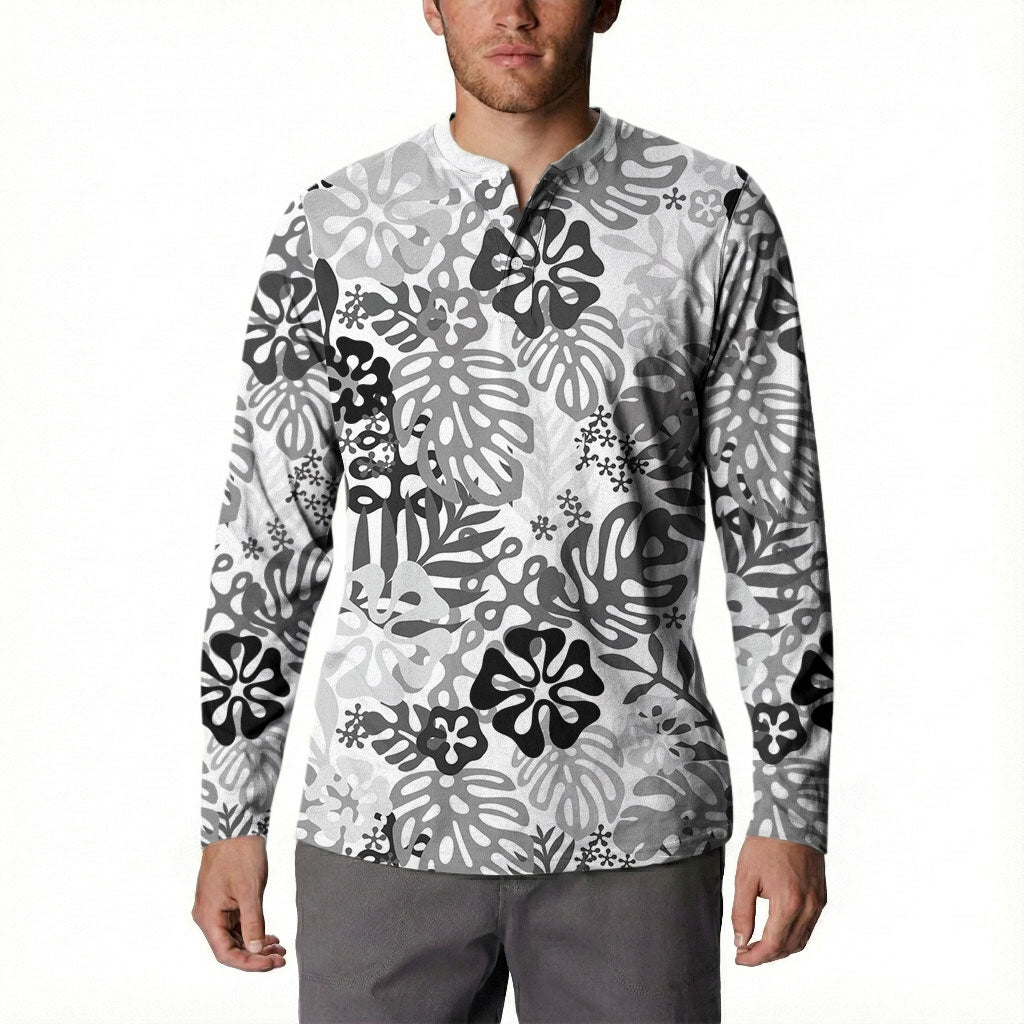 White Aloha Hawaiian Button Sweatshirt Monstera Hibiscus Tropical Pattern LT19 - Polynesian Pride