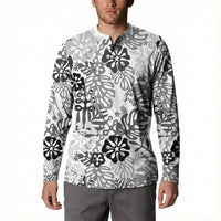 White Aloha Hawaiian Button Sweatshirt Monstera Hibiscus Tropical Pattern LT19 - Polynesian Pride