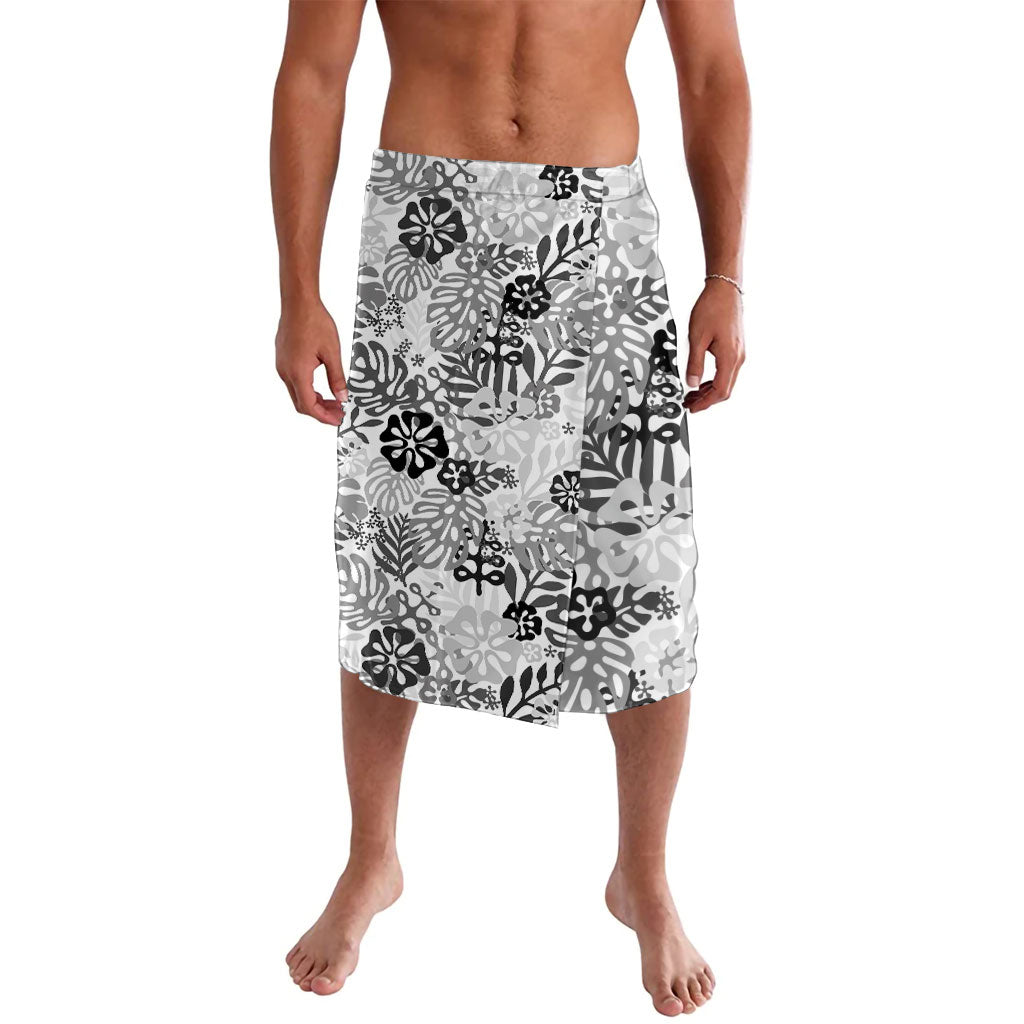 White Aloha Hawaiian Lavalava Monstera Hibiscus Tropical Pattern LT19 White - Polynesian Pride