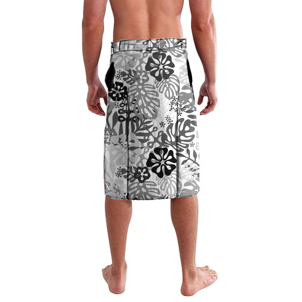 White Aloha Hawaiian Lavalava Monstera Hibiscus Tropical Pattern LT19 - Polynesian Pride
