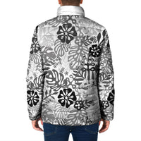 White Aloha Hawaiian Padded Jacket Monstera Hibiscus Tropical Pattern LT19 - Polynesian Pride