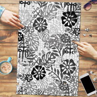 White Aloha Hawaiian Puzzle Monstera Hibiscus Tropical Pattern LT19 White - Polynesian Pride
