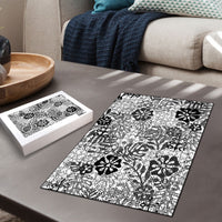 White Aloha Hawaiian Puzzle Monstera Hibiscus Tropical Pattern LT19 - Polynesian Pride
