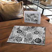 White Aloha Hawaiian Puzzle Monstera Hibiscus Tropical Pattern LT19 - Polynesian Pride