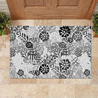 White Aloha Hawaiian Rubber Doormat Monstera Hibiscus Tropical Pattern LT19 White - Polynesian Pride