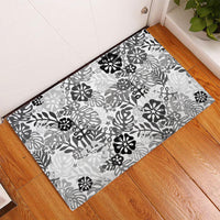 White Aloha Hawaiian Rubber Doormat Monstera Hibiscus Tropical Pattern LT19 - Polynesian Pride