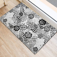White Aloha Hawaiian Rubber Doormat Monstera Hibiscus Tropical Pattern LT19 - Polynesian Pride