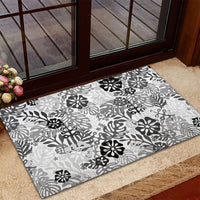 White Aloha Hawaiian Rubber Doormat Monstera Hibiscus Tropical Pattern LT19 - Polynesian Pride
