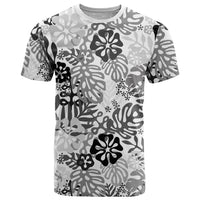 White Aloha Hawaiian T Shirt Monstera Hibiscus Tropical Pattern LT19 White - Polynesian Pride