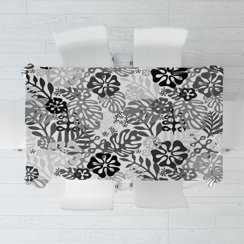 White Aloha Hawaiian Tablecloth Monstera Hibiscus Tropical Pattern LT19 White - Polynesian Pride