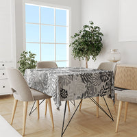 White Aloha Hawaiian Tablecloth Monstera Hibiscus Tropical Pattern LT19 - Polynesian Pride