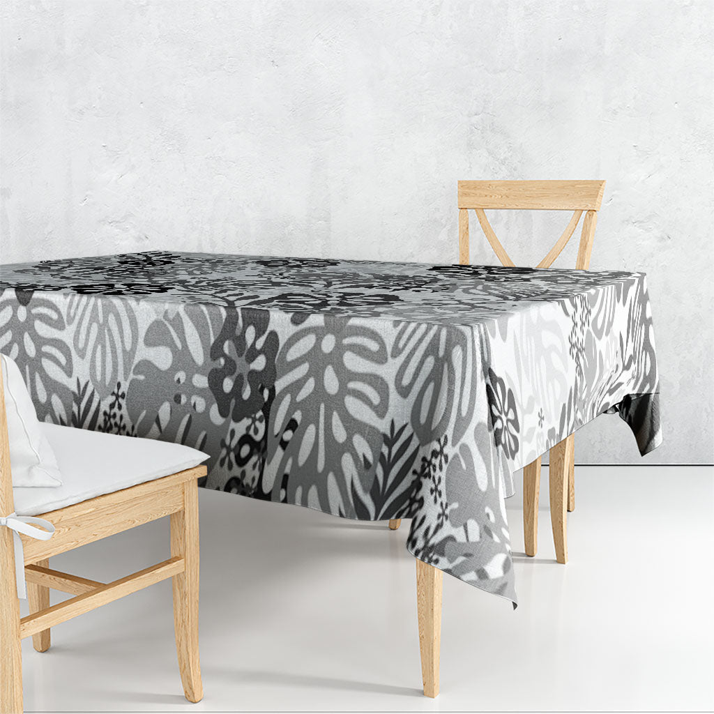 White Aloha Hawaiian Tablecloth Monstera Hibiscus Tropical Pattern LT19 - Polynesian Pride