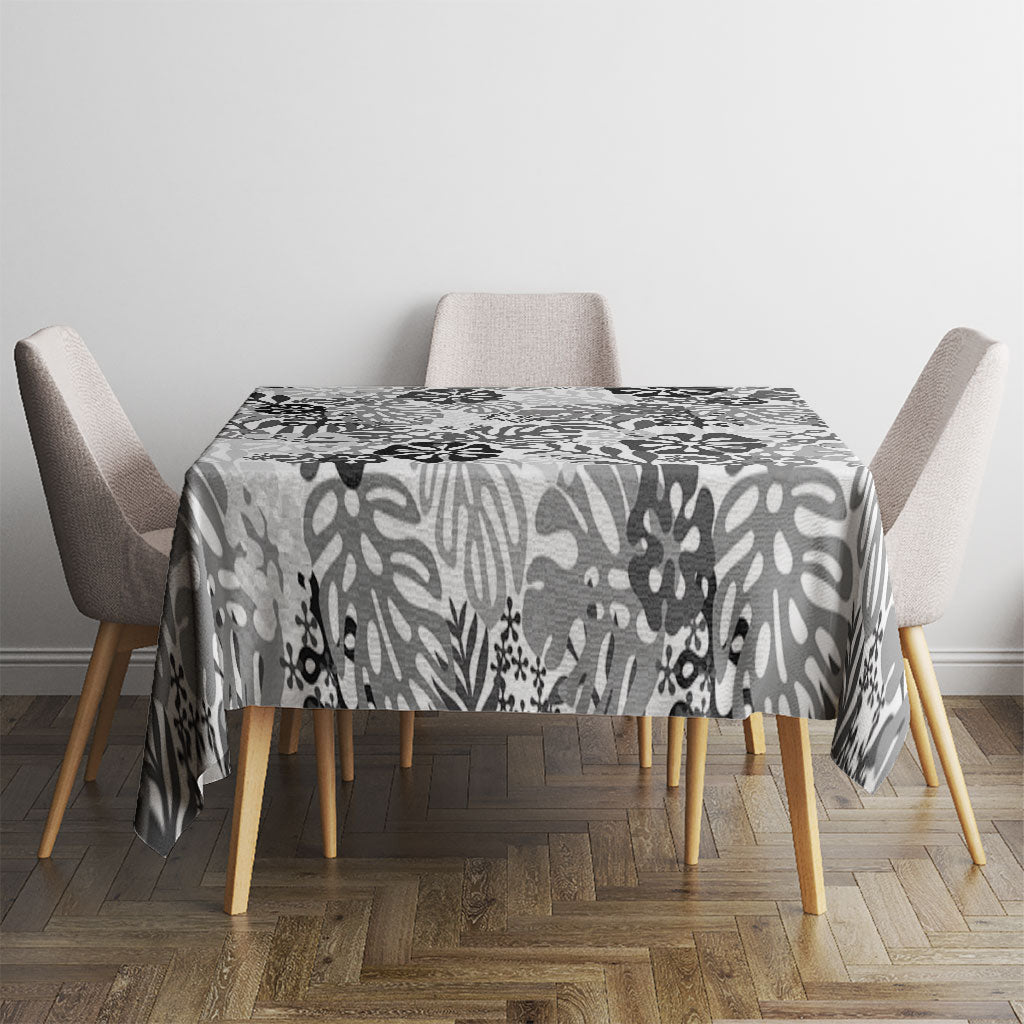 White Aloha Hawaiian Tablecloth Monstera Hibiscus Tropical Pattern LT19 - Polynesian Pride