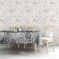 White Aloha Hawaiian Tablecloth Monstera Hibiscus Tropical Pattern LT19 - Polynesian Pride