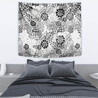 White Aloha Hawaiian Tapestry Monstera Hibiscus Tropical Pattern LT19 - Polynesian Pride