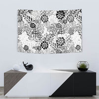 White Aloha Hawaiian Tapestry Monstera Hibiscus Tropical Pattern LT19 - Polynesian Pride