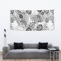 White Aloha Hawaiian Tapestry Monstera Hibiscus Tropical Pattern LT19 - Polynesian Pride