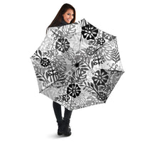 White Aloha Hawaiian Umbrella Monstera Hibiscus Tropical Pattern LT19 - Polynesian Pride
